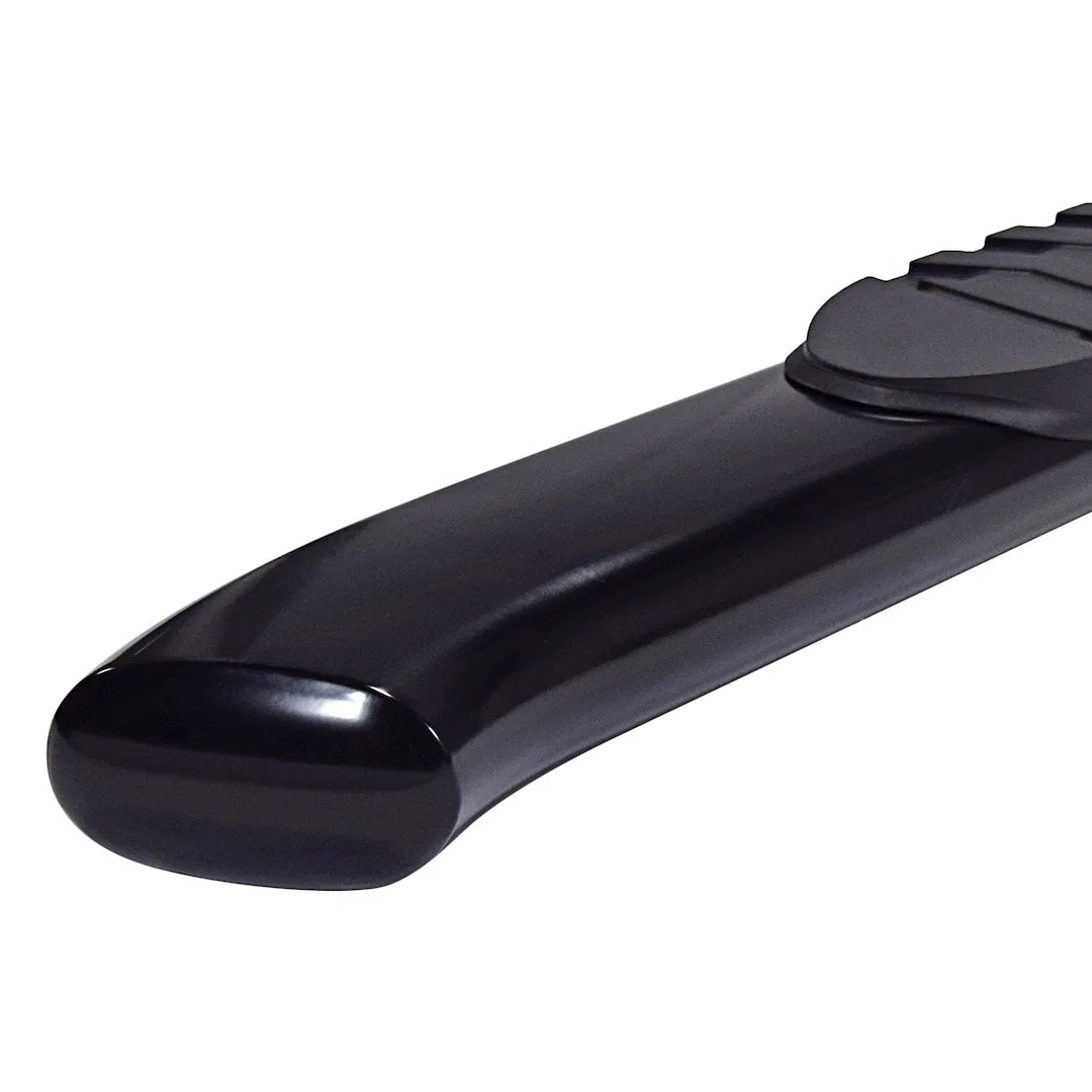 A7083B – TRAILFX Nerf Bar - Truck Wheel To Wheel, With Step Pads With Bed Step 5 Inch Oval Bent Powder Coated Black S...